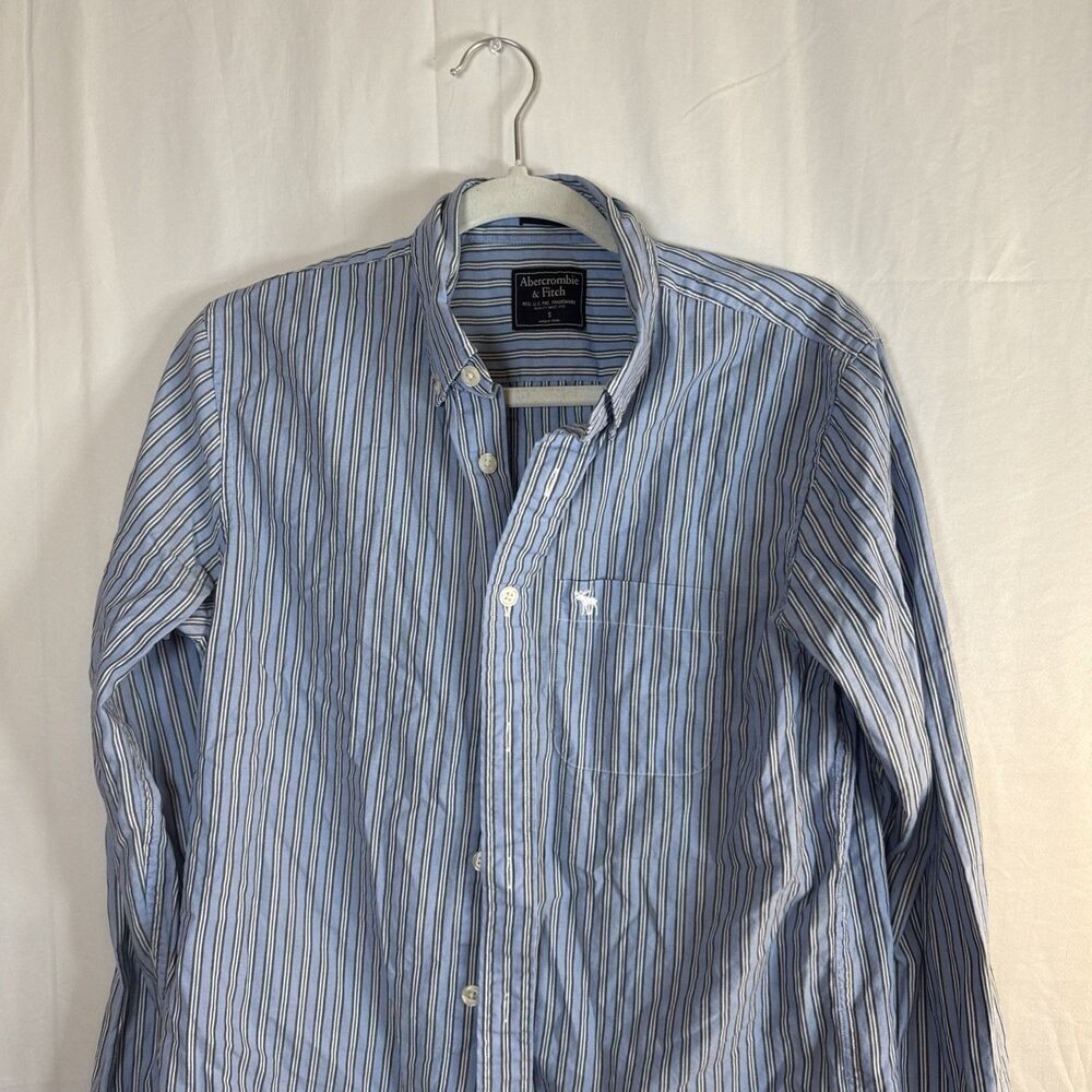 Men’s Abercrombie & Fitch Button Up Shirt Blue Striped Size Small Preowned - Picture 2 of 15